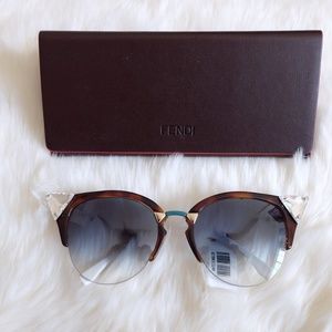 SOLD Fendi Iridia Havana Crystal CatEye Sunglasses